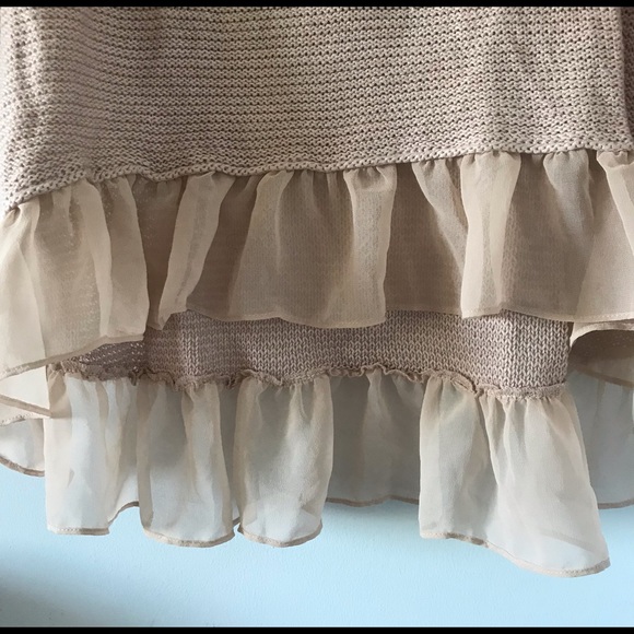 American Eagle Hi-Low Sweater with chiffon ruffle - Picture 2 of 7